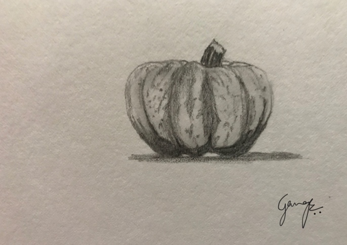 pumpkin pencil sketch | vegetable graphite drawing