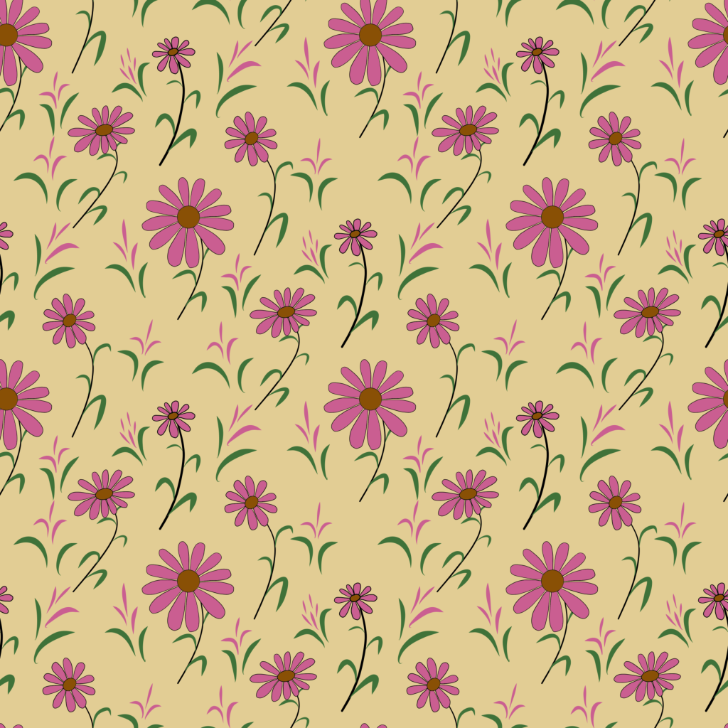 Pink on yellow floral pattern
